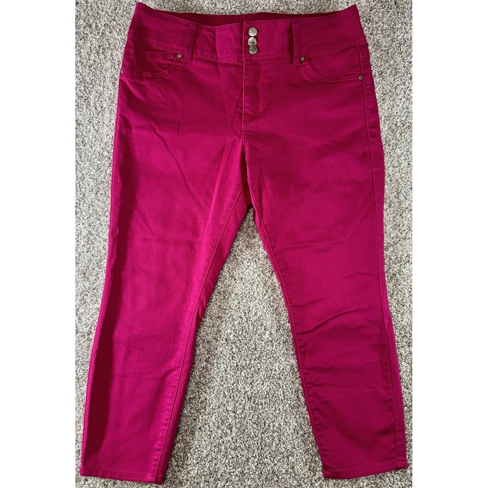 D. Jean Womens Pink Crop Jeans High Waist 3 Buttons Pants *MINT* Size 12 - Picture 1 of 7